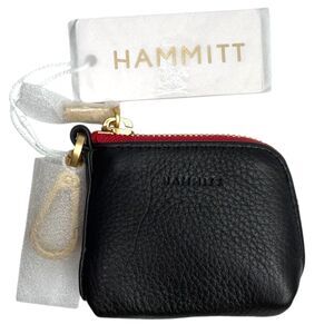 HAMMITT Syd Pouch Black Leather Red Zipper NWT
